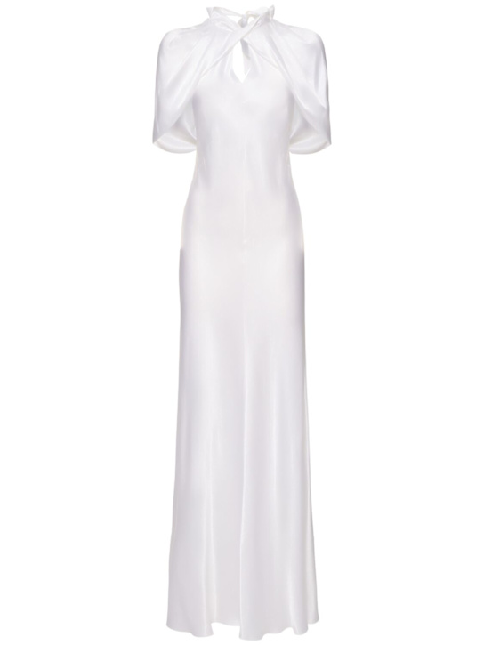 Alberta Ferretti Short sleeve satin long dress