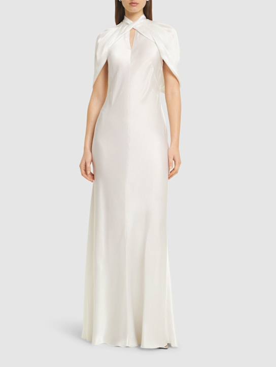 Alberta Ferretti Short sleeve satin long dress