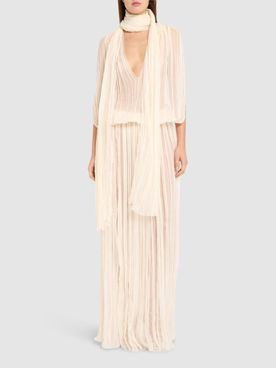 Blumarine Pleated silk chiffon scarf dress