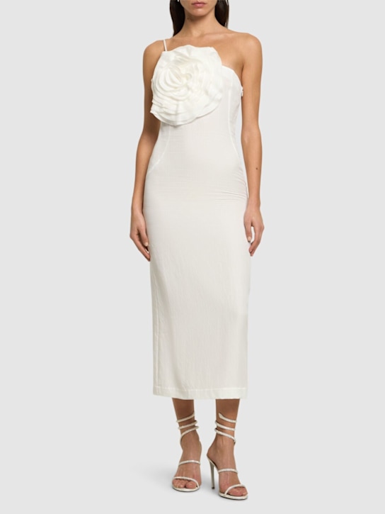 Blumarine Washed gabardine dress w/ rose