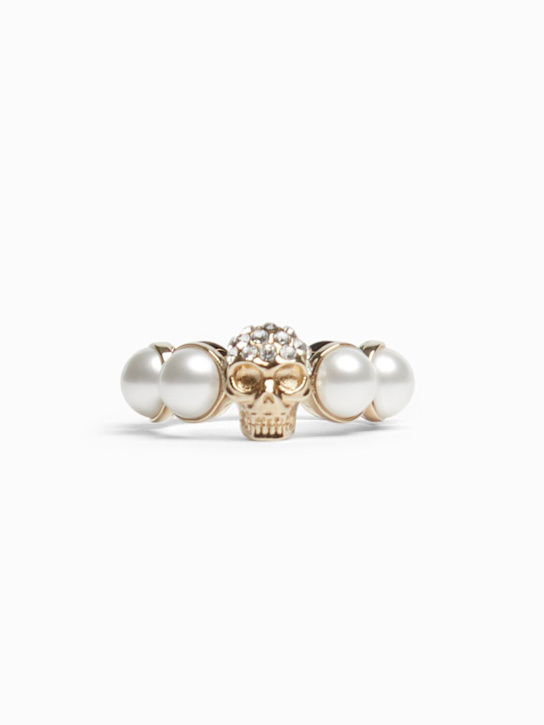McQueen Skull & pearl brass ring 3 McQueen Skull & pearl brass ring