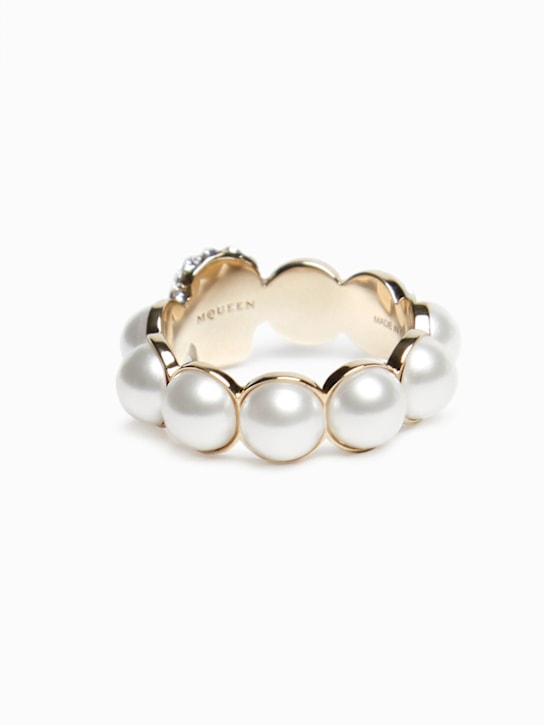 McQueen Skull & pearl brass ring 4 McQueen Skull & pearl brass ring