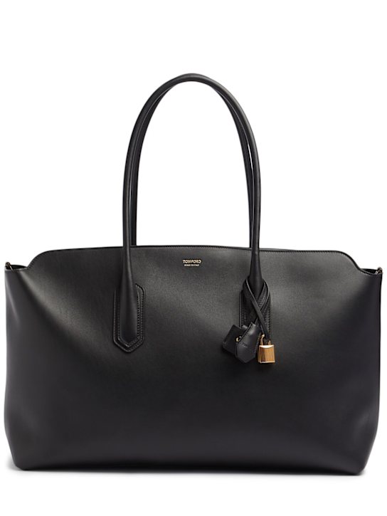 Tom Ford Logo smooth leather duffle bag
