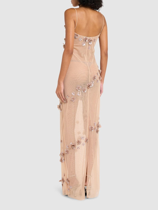 Blumarine Embroidered tulle long dress