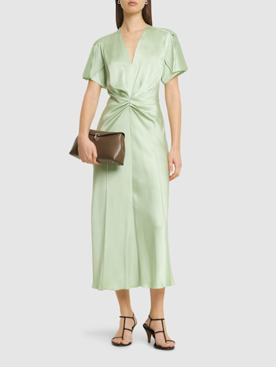 Victoria Beckham Gathered crepe satin midi dress
