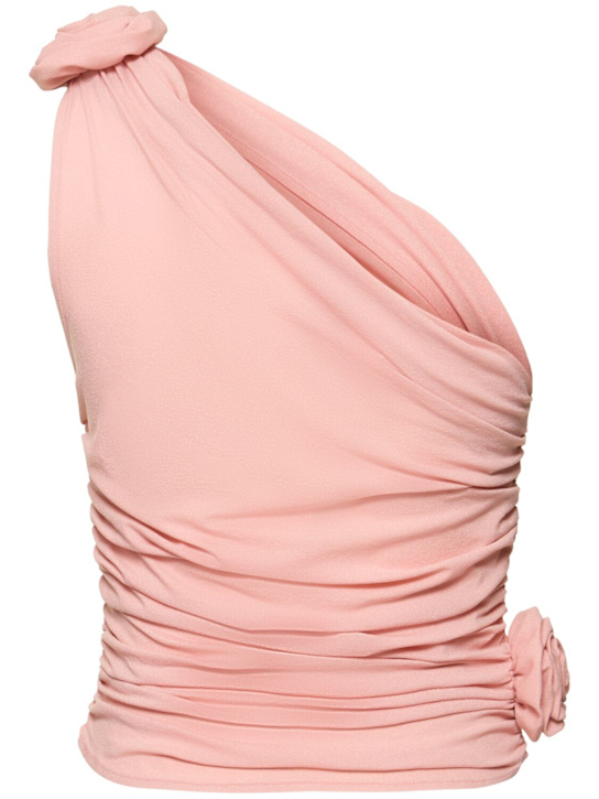 Magda Butrym Jersey one shoulder draped top w/ rose 4 Magda Butrym Jersey one shoulder draped top w/ rose