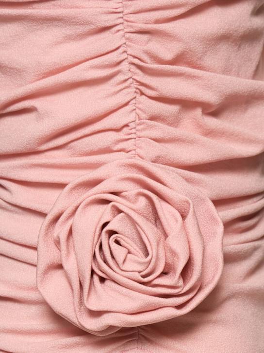 Magda Butrym Jersey one shoulder draped top w/ rose 5 Magda Butrym Jersey one shoulder draped top w/ rose