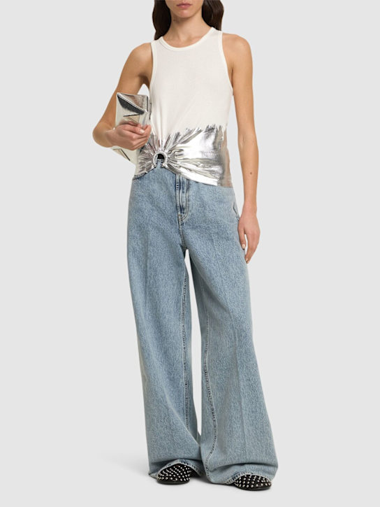 Rabanne Ribbed cotton blend jersey tank top