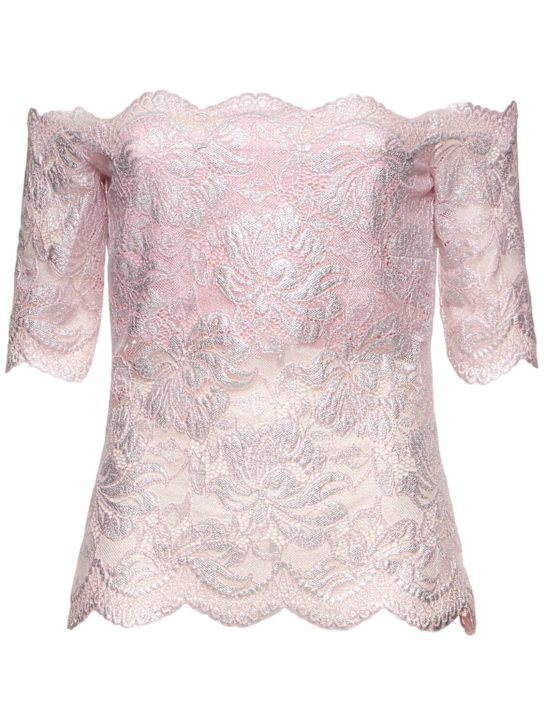 Rabanne Metallic lace off-the-shoulder top