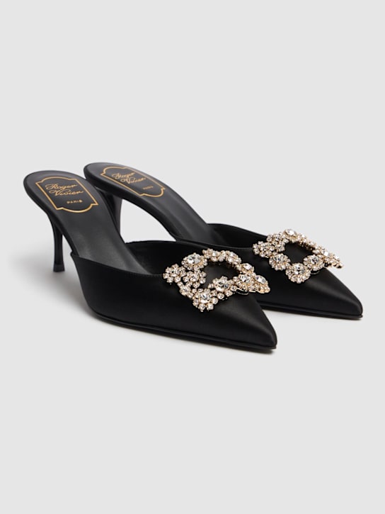 Roger Vivier 65mm Flower Strass satin mules 3 Roger Vivier 65mm Flower Strass satin mules