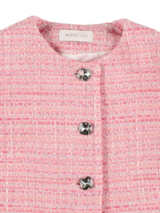 Monnalisa Printed cotton blend bouclé jacket