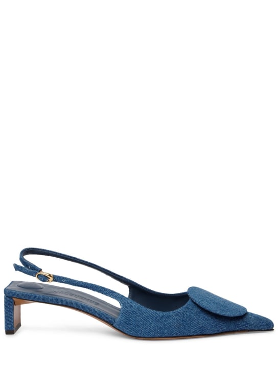Jacquemus 40mm Duelo B denim slingback heels