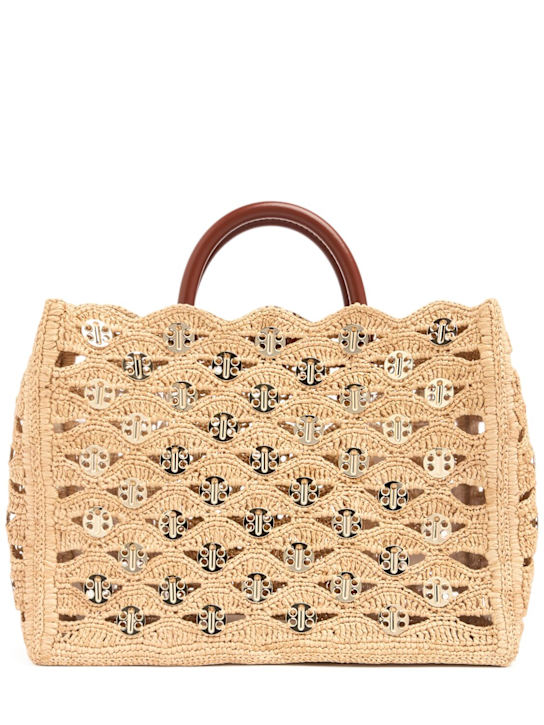 Rabanne Embroidered raffia tote bag