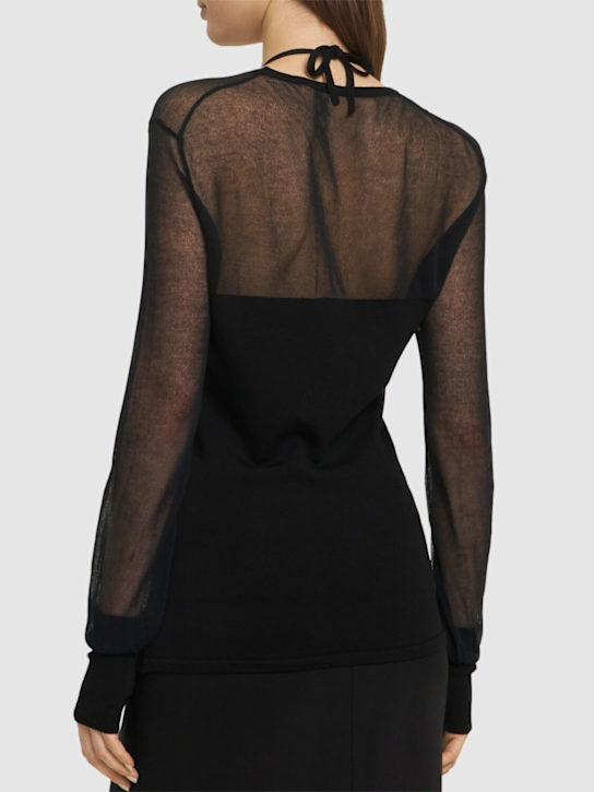 Andreadamo Knit viscose blend top w/sheer details