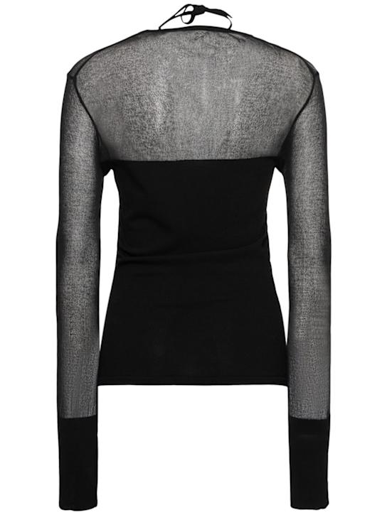Andreadamo Knit viscose blend top w/sheer details