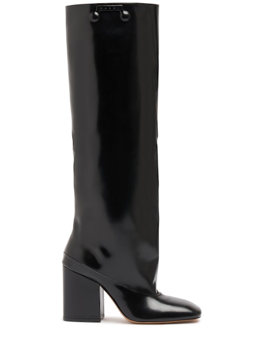 Marni 90mm Shiny leather tall boots