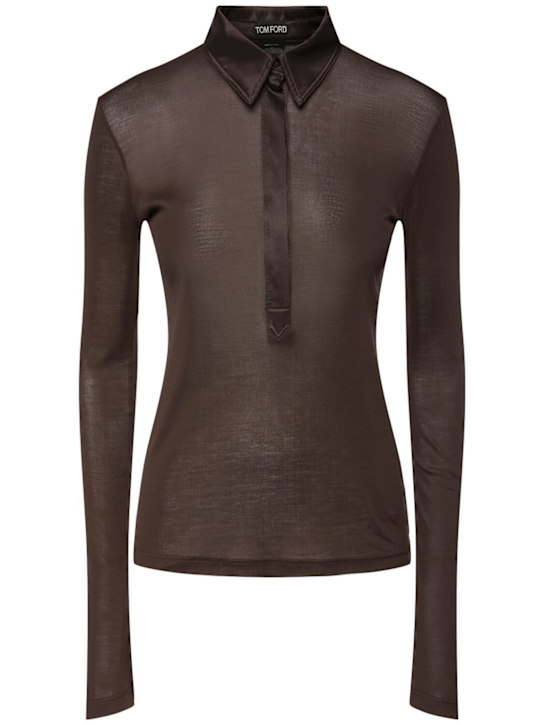 Tom Ford Silk jersey long sleeve polo