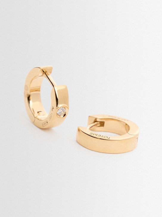 Toteme 18kt Bezel diamond hoop earrings
