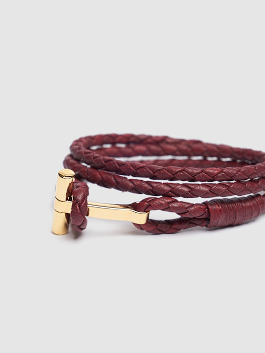 Tom Ford Braided leather T wrap bracelet
