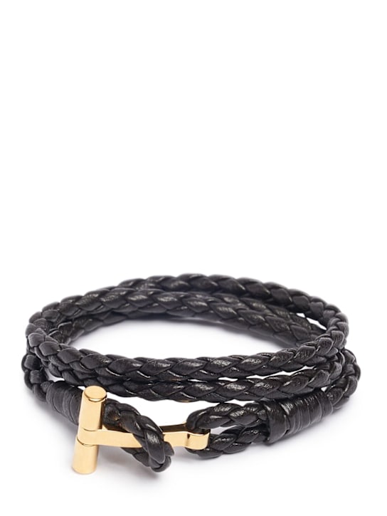 Tom Ford Braided leather T wrap bracelet 4 Tom Ford Braided leather T wrap bracelet
