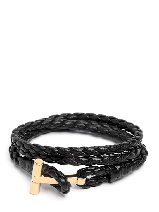 Tom Ford Braided leather T wrap bracelet 7 Tom Ford Braided leather T wrap bracelet