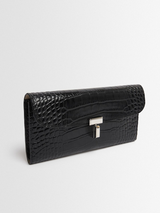 Toteme T-Lock croc embossed leather wallet