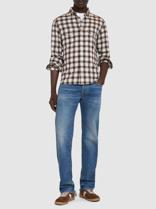 Tom Ford Checked cotton blend western shirt