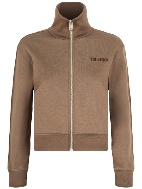 The Attico Shiny jersey zip track top