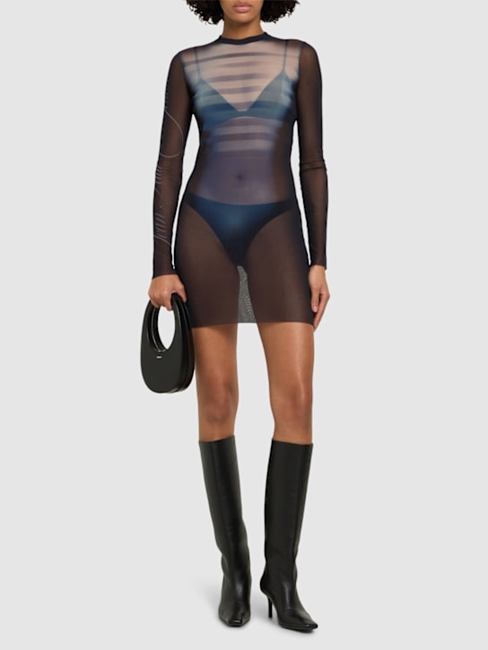 Jean Paul Gaultier Le Mâle printed mesh mini dress