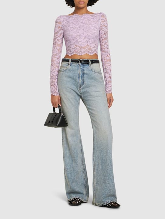 Rabanne Long sleeve lace crop top