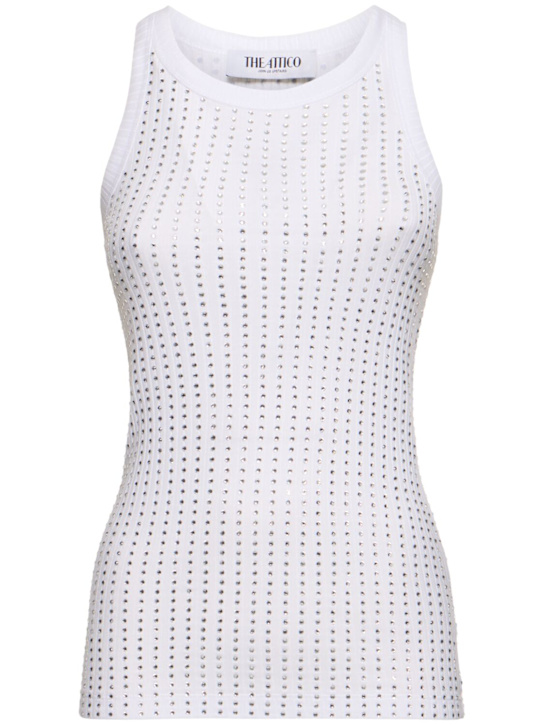 The Attico Crystal embellished jersey tank top