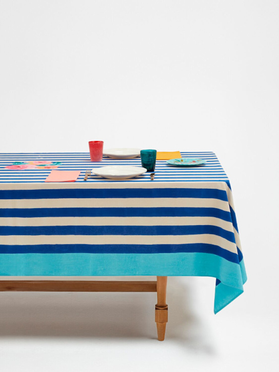 LISA CORTI Nizam Stripes Blu rectangular tablecloth