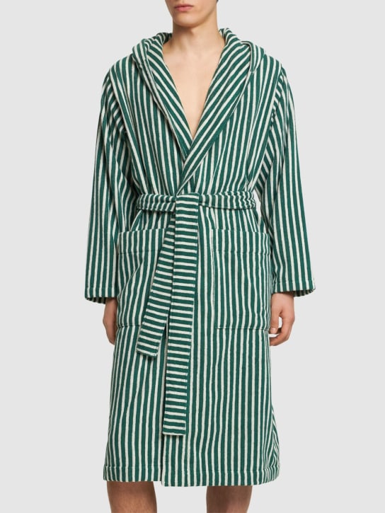 Tekla Teal green striped bathrobe 3 Tekla Teal green striped bathrobe
