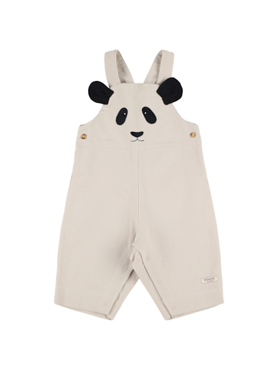 Donsje Panda appliqué cotton overalls