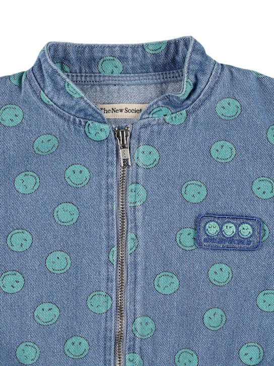 The New Society Printed cotton denim bomber jacket