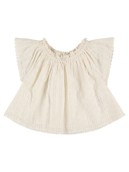 Louise Misha Embroidered cotton blend gauze shirt