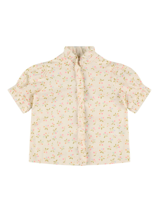 Bonpoint Printed cotton poplin short-sleeve shirt