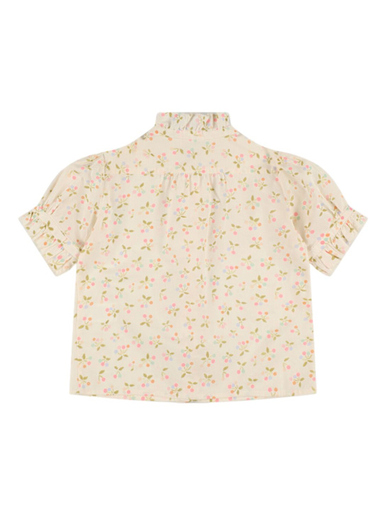 Bonpoint Printed cotton poplin short-sleeve shirt