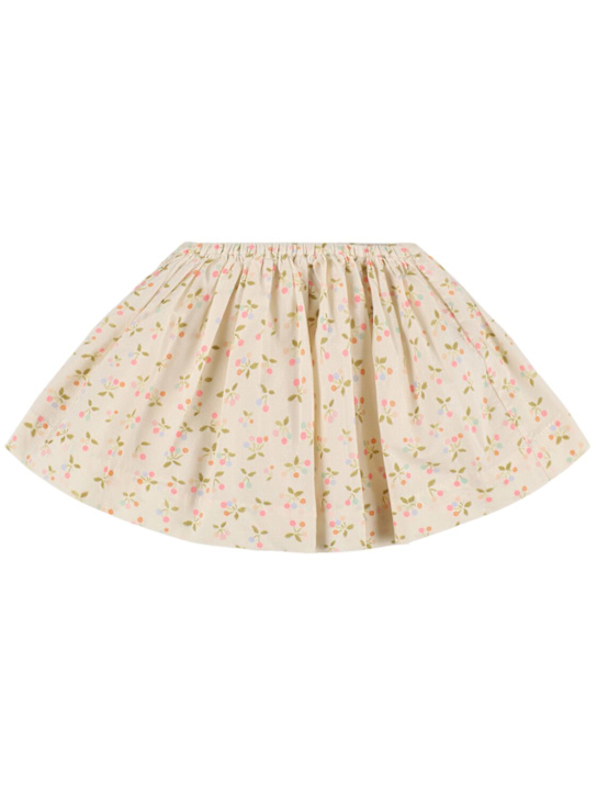 Bonpoint Cherry print pleated cotton skirt