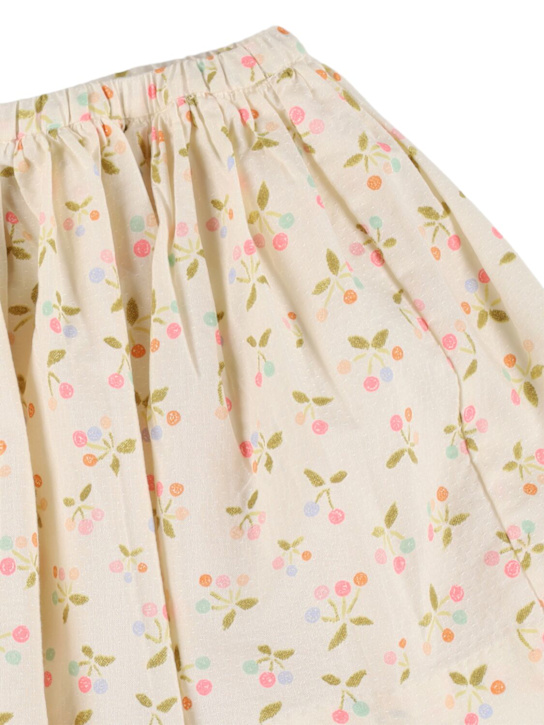 Bonpoint Cherry print pleated cotton skirt