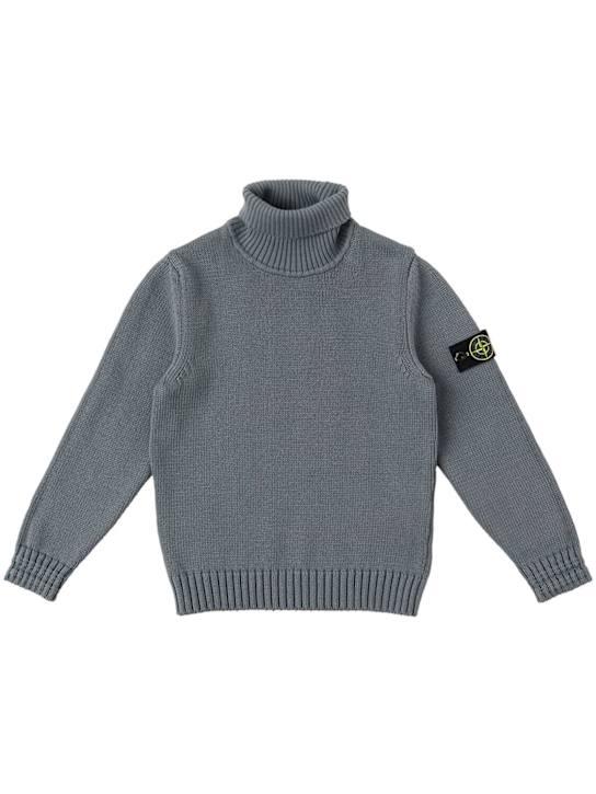 Stone Island Junior Cotton blend knit turtleneck sweater