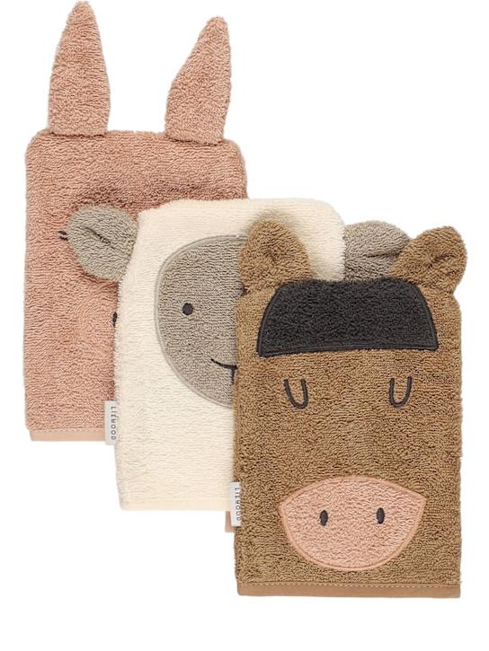 Liewood Pack of 3 Sylvester Farm bath mitts