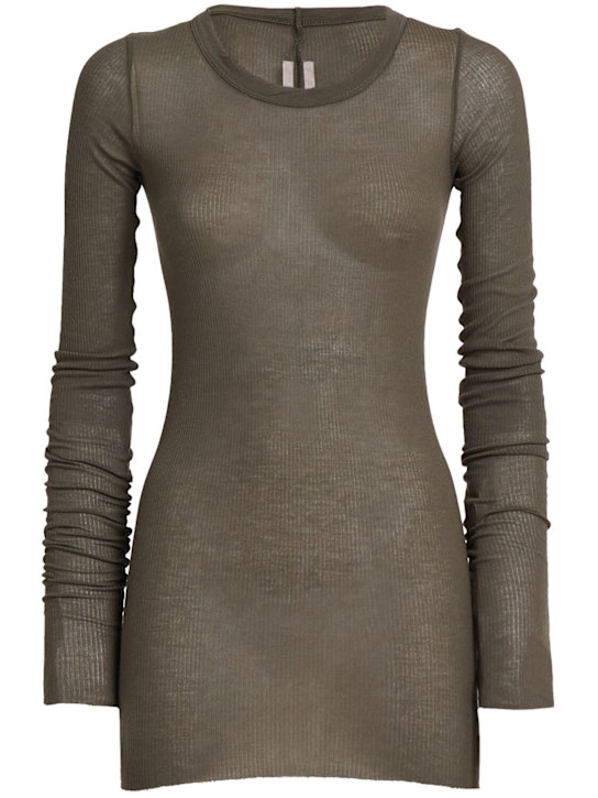 Rick Owens Viscose & silk rib jersey l/s top