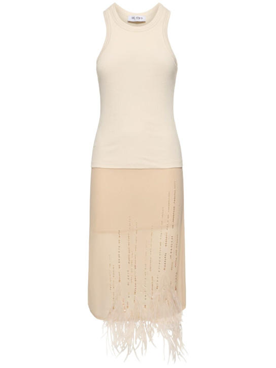 The Attico Georgette midi dress w/feathers