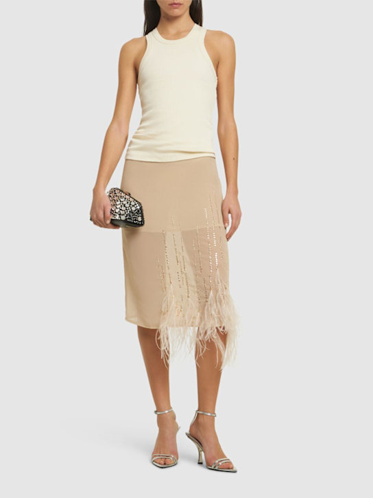 The Attico Georgette midi dress w/feathers