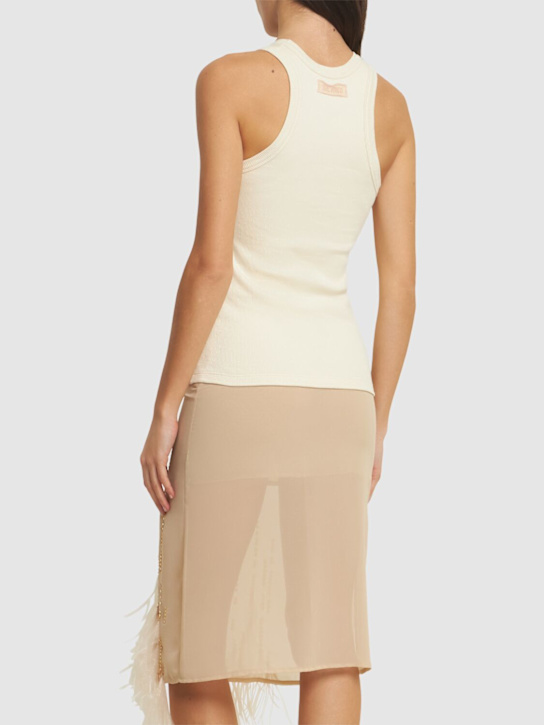 The Attico Georgette midi dress w/feathers