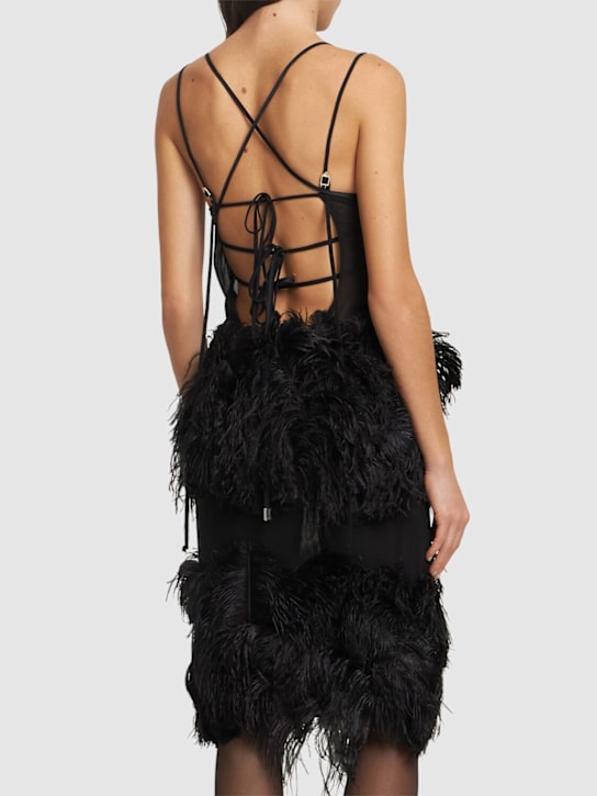 The Attico Embroidered georgette dress w/feathers 3 The Attico Embroidered georgette dress w/feathers