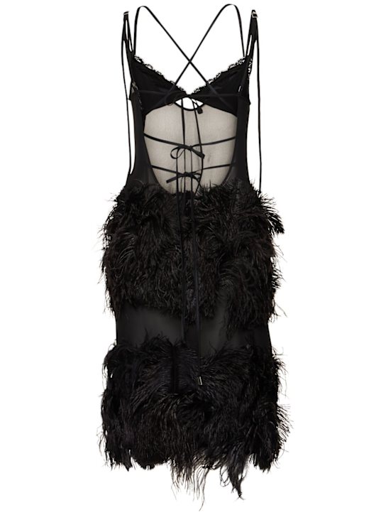 The Attico Embroidered georgette dress w/feathers 4 The Attico Embroidered georgette dress w/feathers