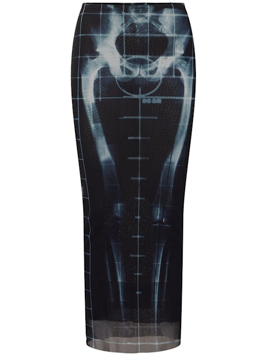 Jean Paul Gaultier Squeletor printed mesh long skirt