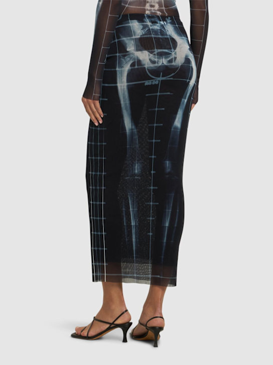 Jean Paul Gaultier Squeletor printed mesh long skirt 3 Jean Paul Gaultier Squeletor printed mesh long skirt